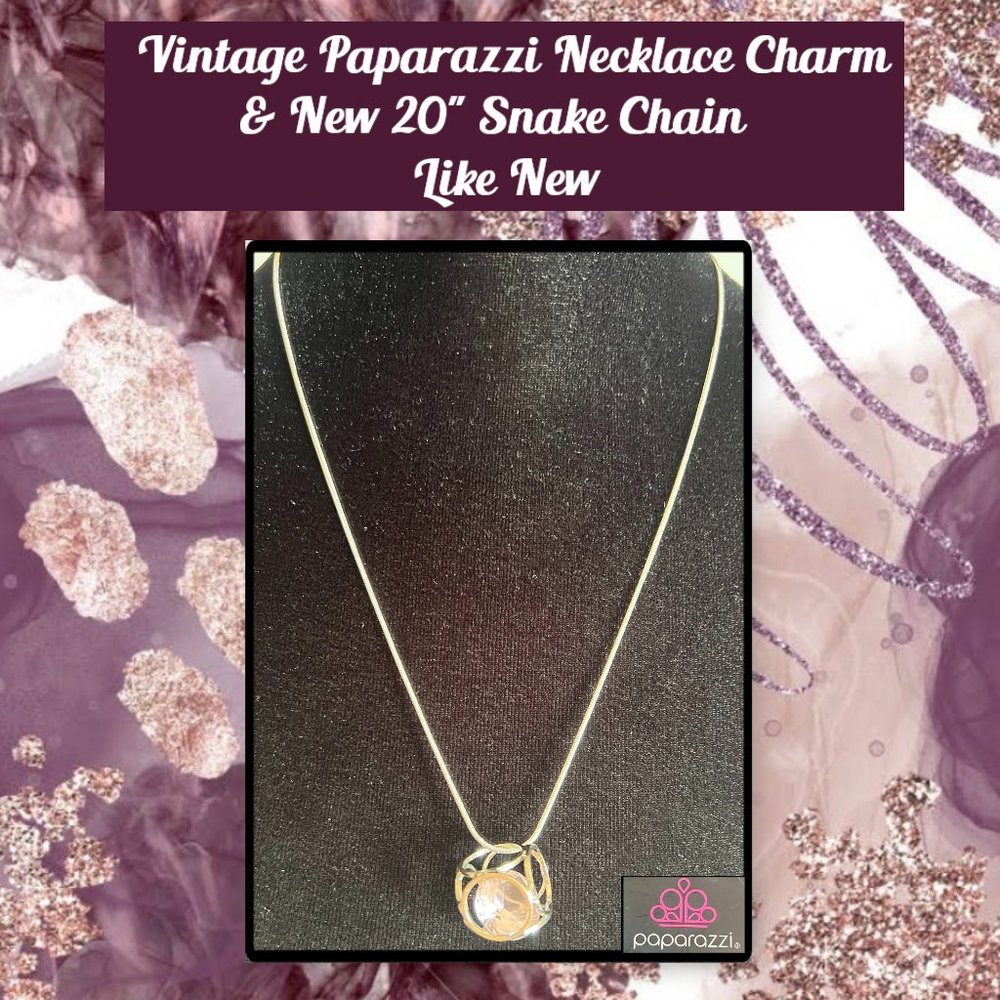 Vintage Paparazzi Necklace Charm & New 20" Snake Chain